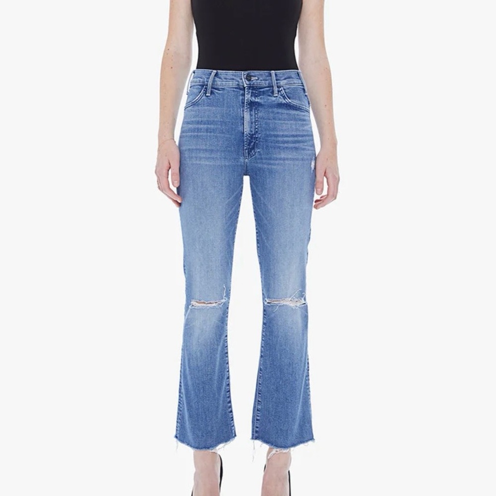 NWT MOTHER The Hustler Ankle Fray Distressed Jean in Can’t Stop Staring